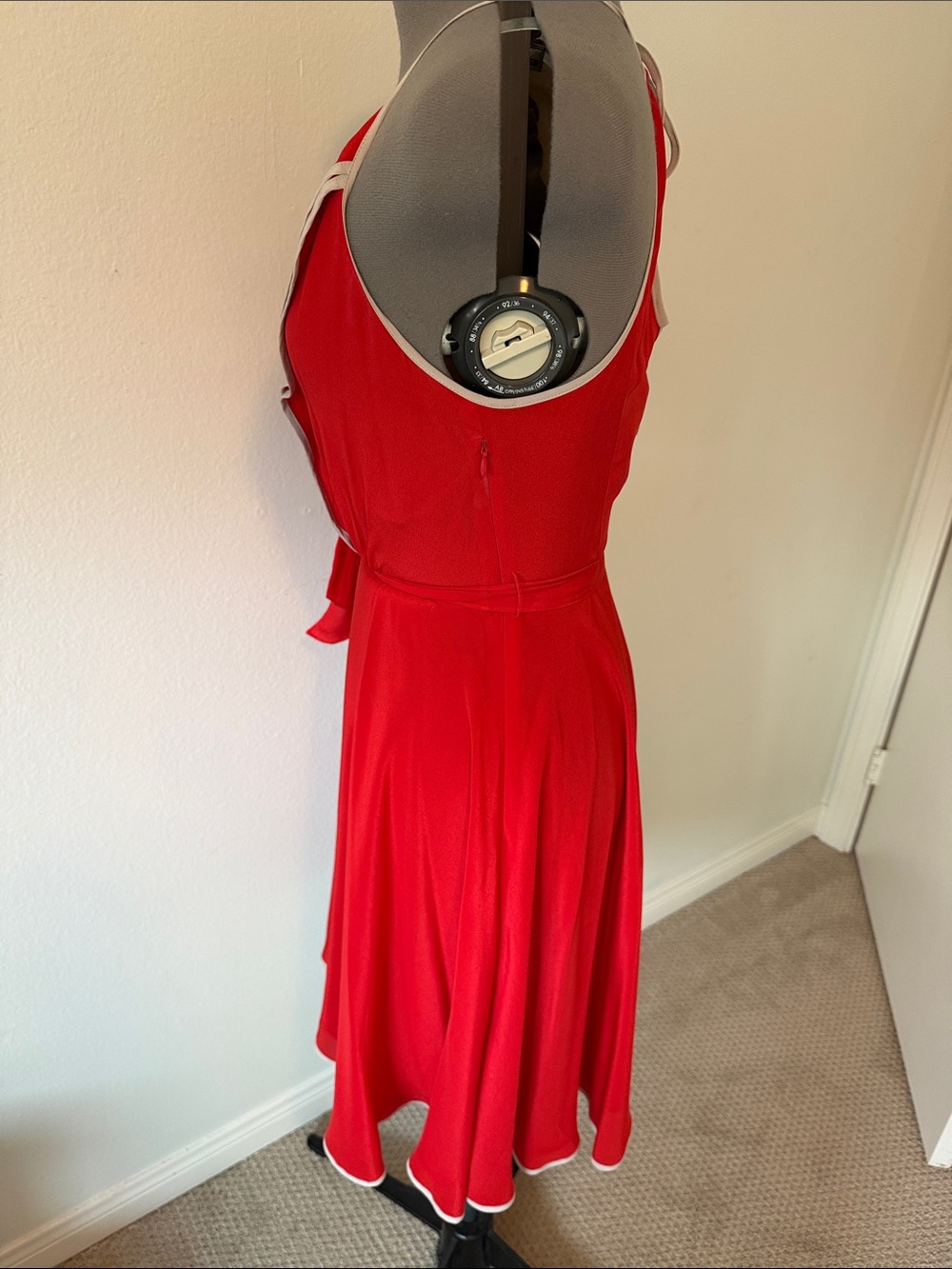 Anthropologie silk Red Mini Dress with Contrast Trim - Picture 2 of 11
